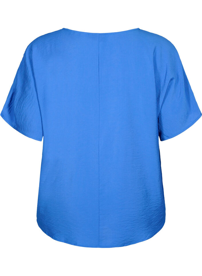 Kortermet bluse i viskose, Monaco Blue, Packshot image number 1