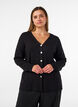 Finstrikket cardigan med dekorative knapper, Svart, Model image number 0