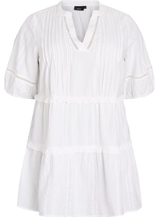 Zizzi A-formet tunika med volanger, Hvit, Packshot image number 0