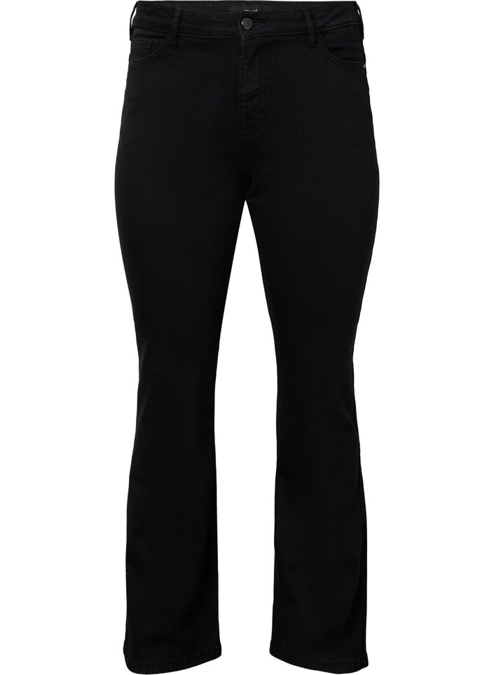 Ellen bootcut jeans med h&oslash;y midje, Svart, Packshot image number 0