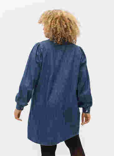Skjortekjole denim og bomull, Dark blue denim, Model image number 1