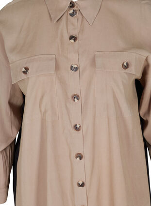 Lang viskoseskjorte med colorblock, Desert Taupe, Packshot image number 2