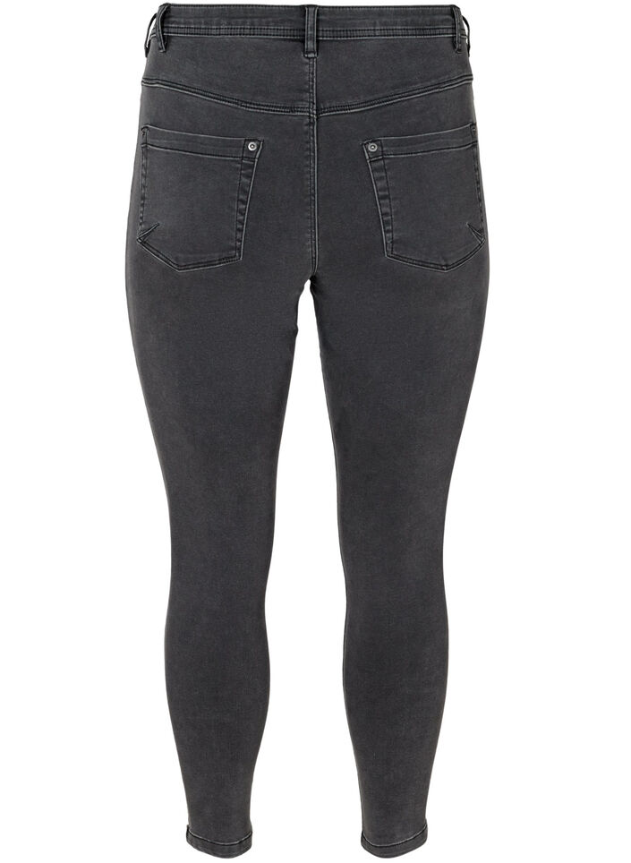 Cropped Amy jeans med glidelås, Grå, Packshot image number 1