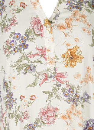 Kortermet viskosetunika med mønster, Creme Vintage Flower, Packshot image number 2