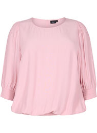 Ensfarget viskosebluse med ballongeffekt, Zephyr