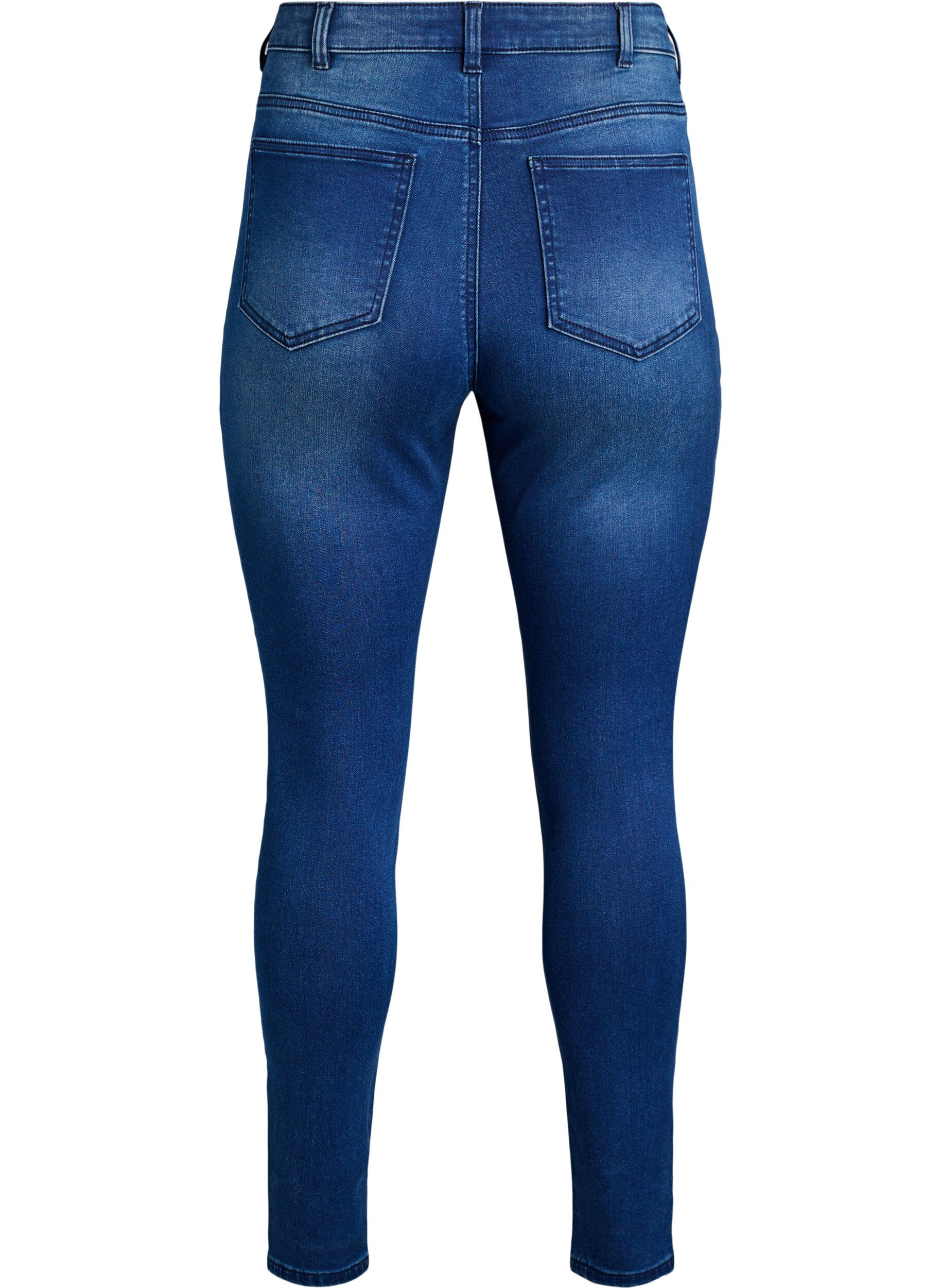 ZizziSuper slim Amy jeans med h&oslash;y midje, Bl&aring;, Packshot image number 1