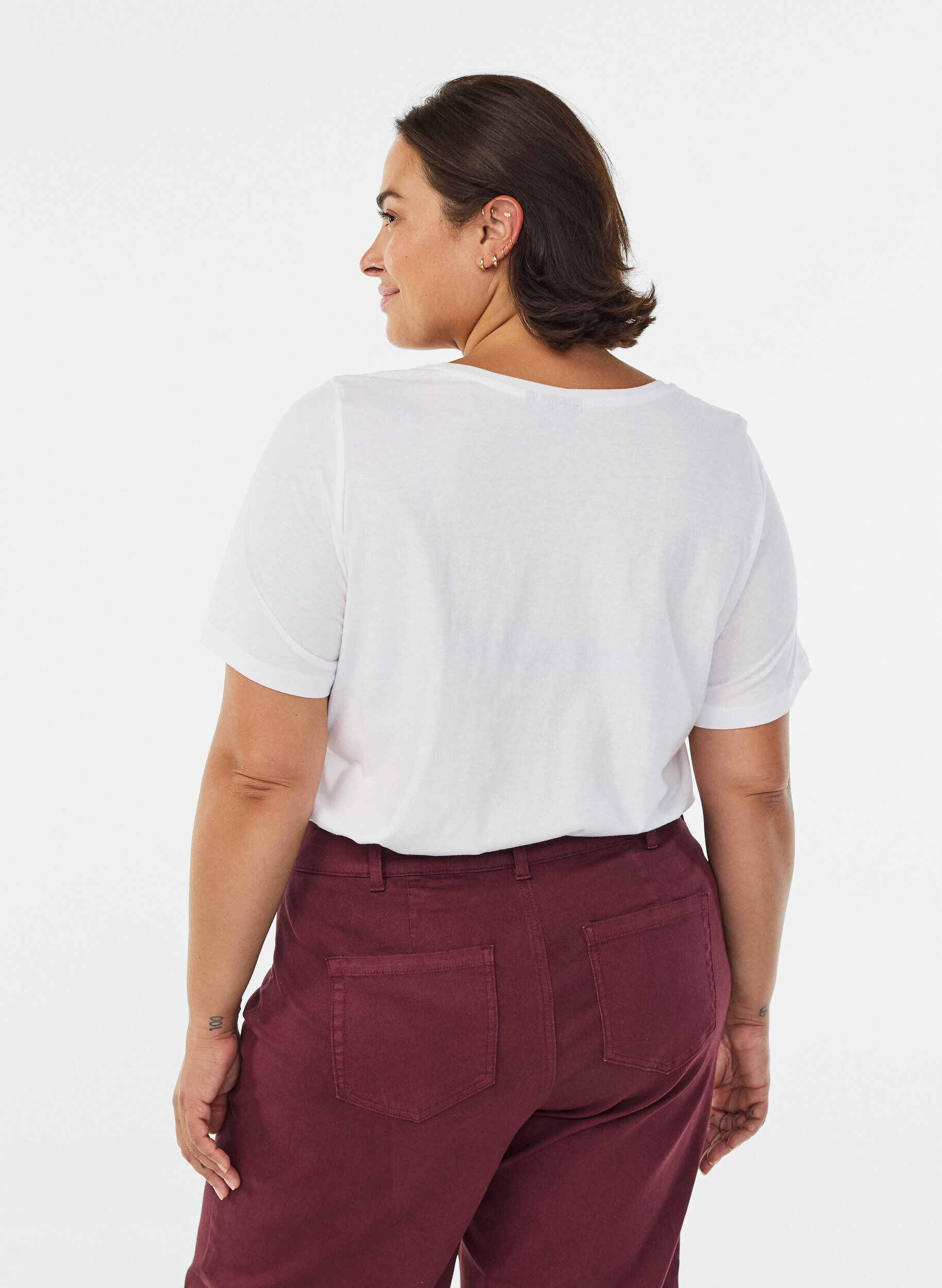 Zizzi T-skjorte med trykk, Hvit, Model image number 2