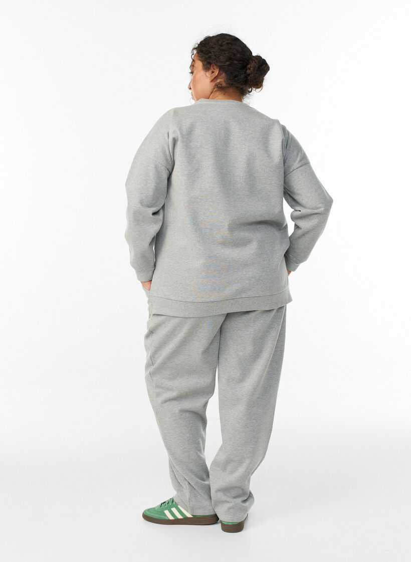 Sweatpants med høy midje og glittertråd, Grå, Model