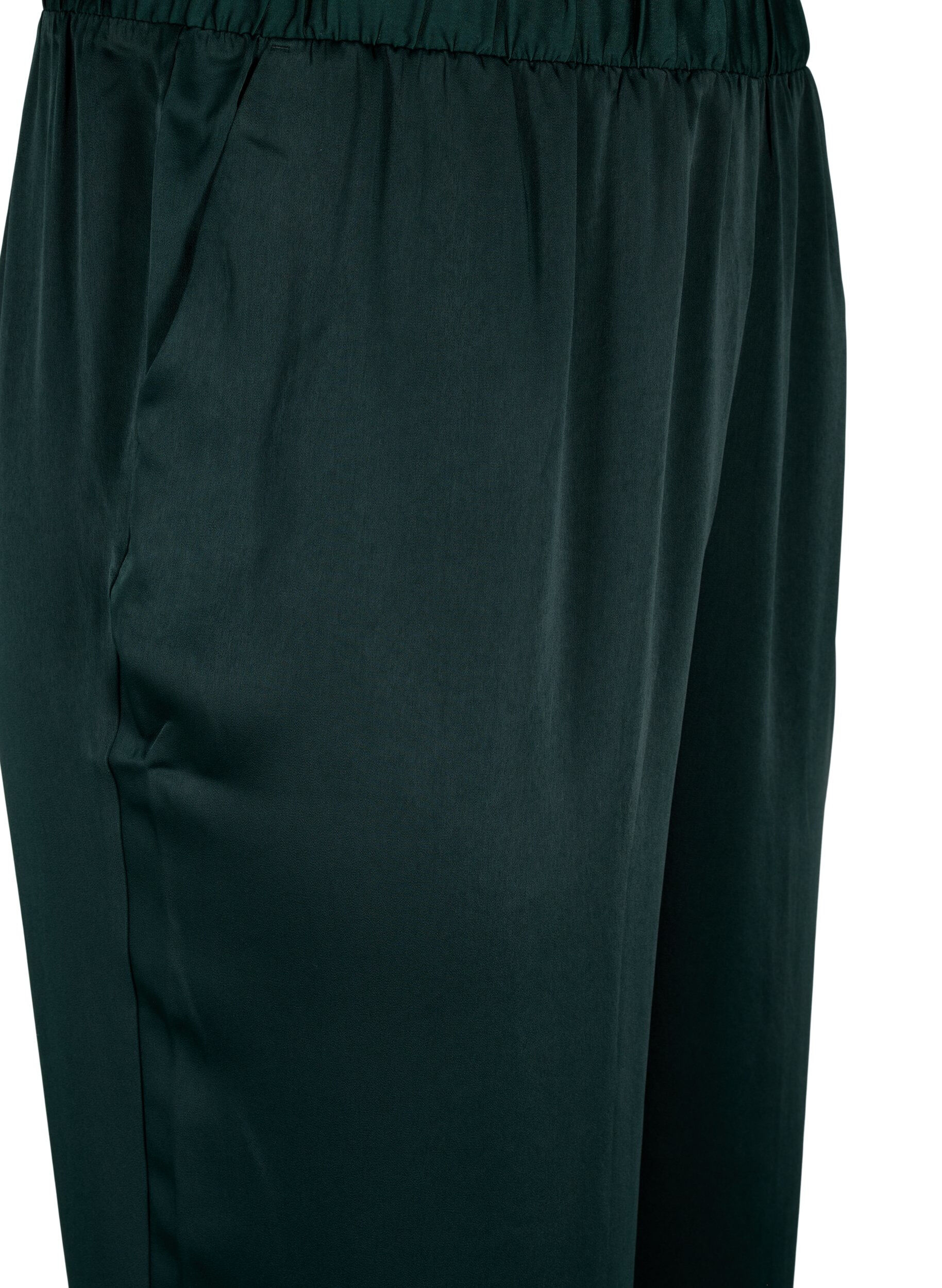 Zizzi Pyjamasbukse i sateng med elastisk linning, Scarab, Packshot image number 2