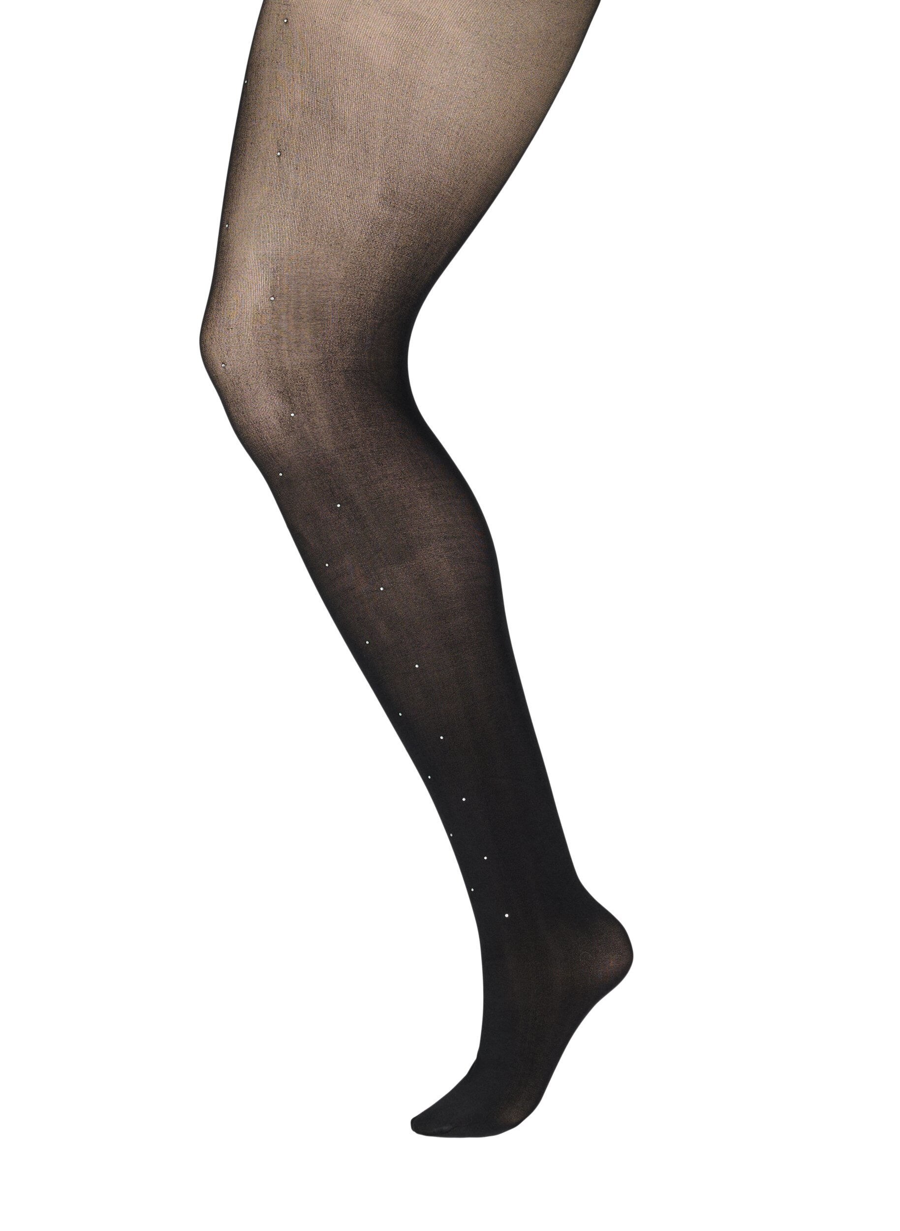 Zizzi Tights i 40 denier med strass, Black, Packshot image number 0