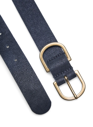 Belte med gullfarget spenne i skinnmiks, Black, Packshot image number 2