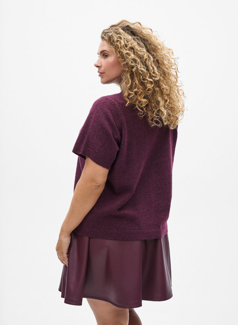 Strikket cardigan med korte ermer, Fig Mel., Model