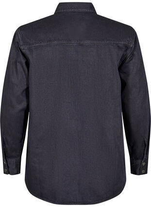 Zizzi Denimskjorte med brystlommer, Svart, Packshot image number 1