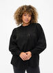 Bluse med volanger og broderi anglaise, Black, Model image number 0