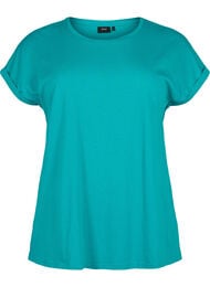 Kortermet t-skjorte i bomullsblanding, Teal Blue