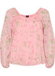 Chiffonbluse med blomstertrykk og lange ermer, Rosa, Packshot image number 0