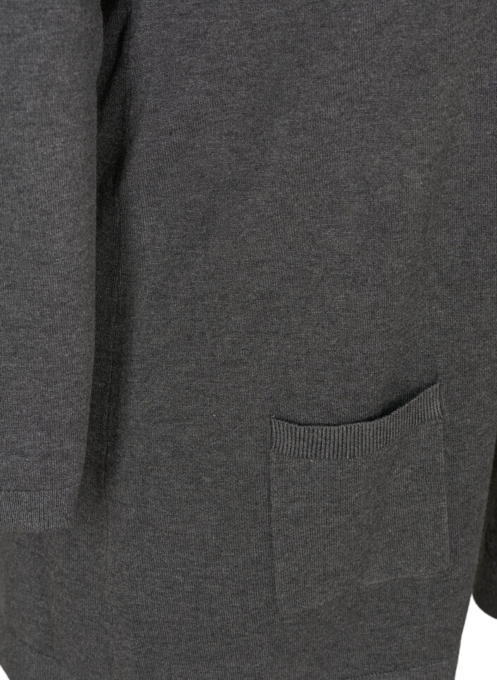 Lang strikkecardigan i viskoseblanding, Gr&aring;, Packshot image number 3