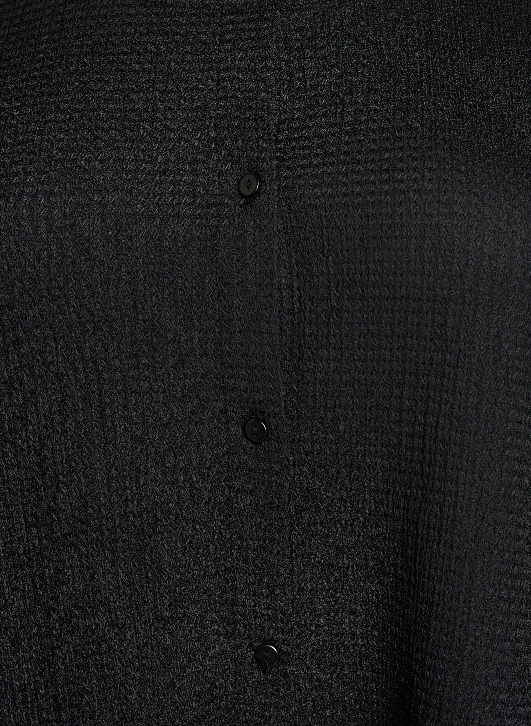 Zizzi Kortermet bluse med tekstur og knappelukking, Svart, Packshot image number 2