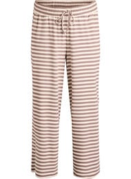 Stripete pyjamasbukser med h&oslash;y midje og vide ben, Beige
