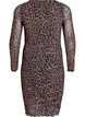 Kort mesh-kjole med leopardtrykk, Brun, Packshot image number 1