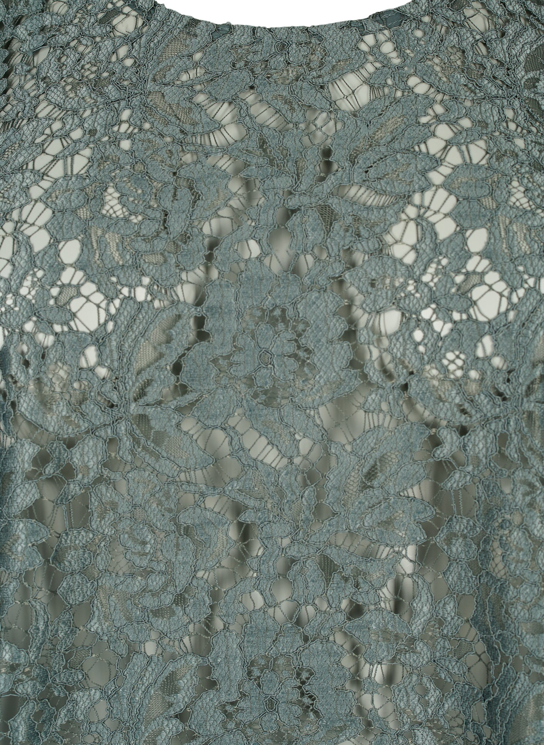 Zizzi FLASH &ndash; Bluse med lange ermer og blonder, Balsam Green, Packshot image number 2