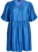 Kort kjole med tekstur og korte ballong ermer, Blå, Packshot image number 0