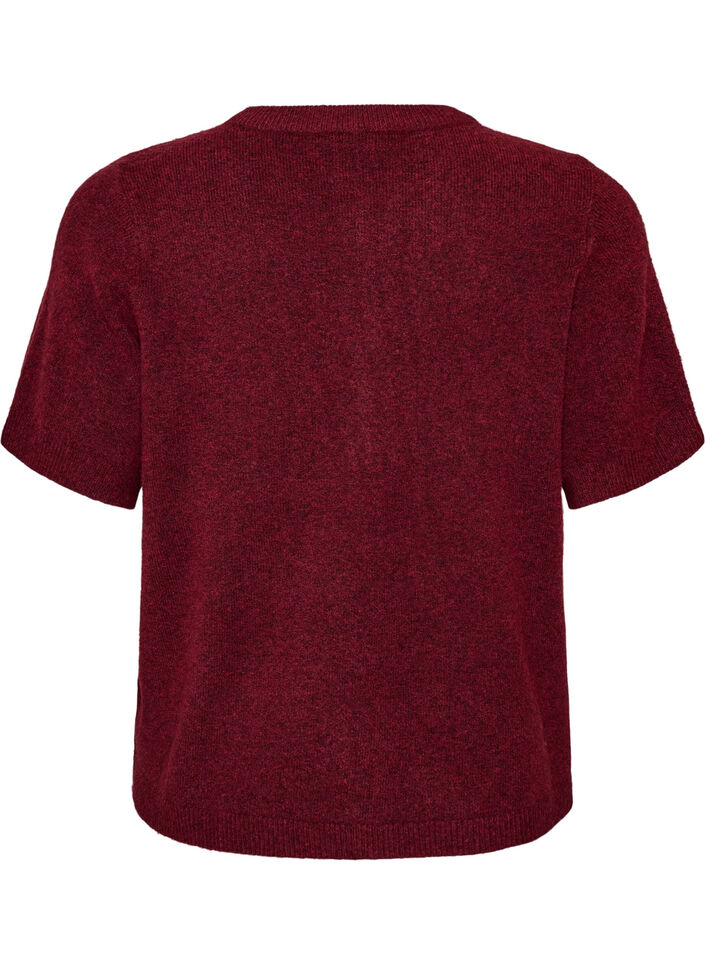 Strikket cardigan med korte ermer, R&oslash;d, Packshot image number 1