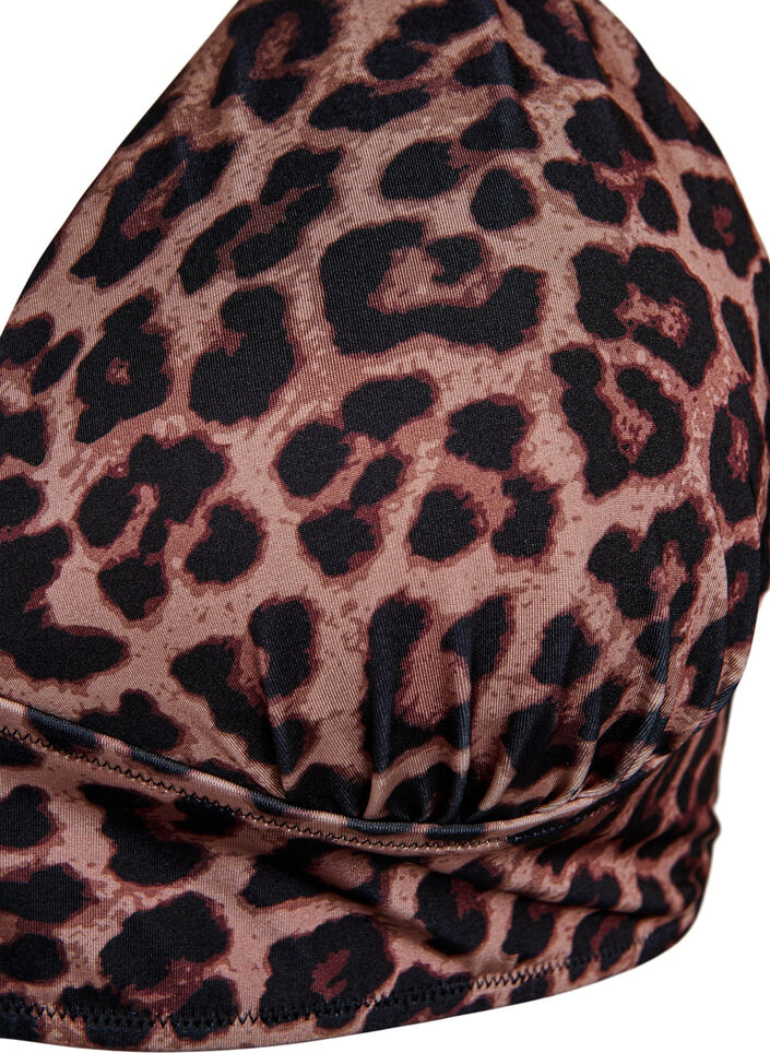 Leopard bikinitopp med knyting p&aring; ryggen, Brun, Packshot image number 2