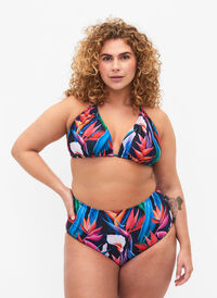 Bikiniunderdel med mønster og høyt liv, Bright Leaf, Model