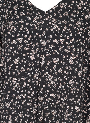 Viskosetunika med mønster og korte ermer, Black Flower AOP, Packshot image number 2