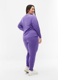 Melerte strikkebukser med ribb, Purple Opulence Mel., Model