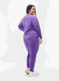 Melerte strikkebukser med ribb, Purple Opulence Mel., Model