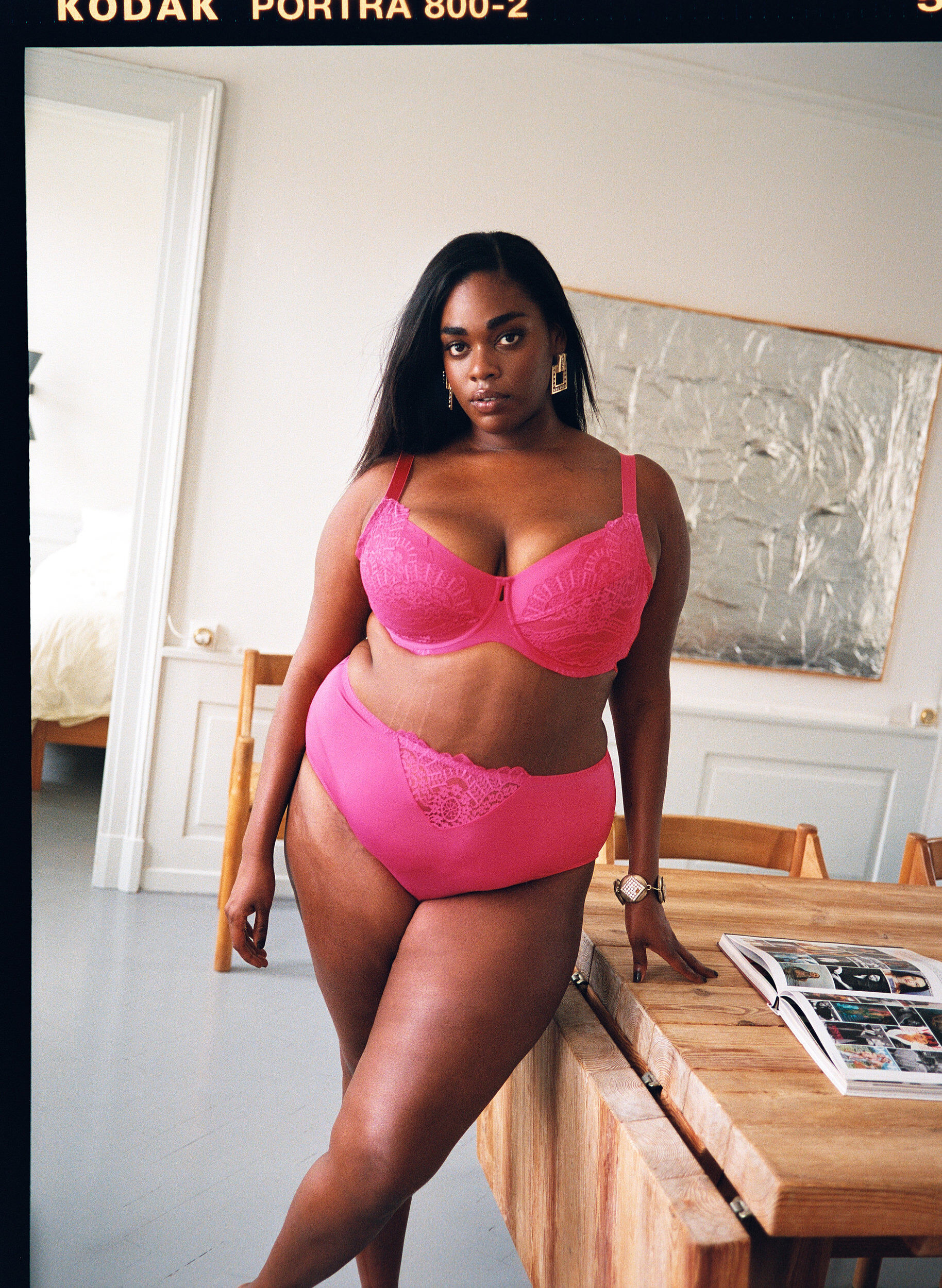 Zizzi Mikrofibertruser med blonder detaljer, Rosa, Image image number 0