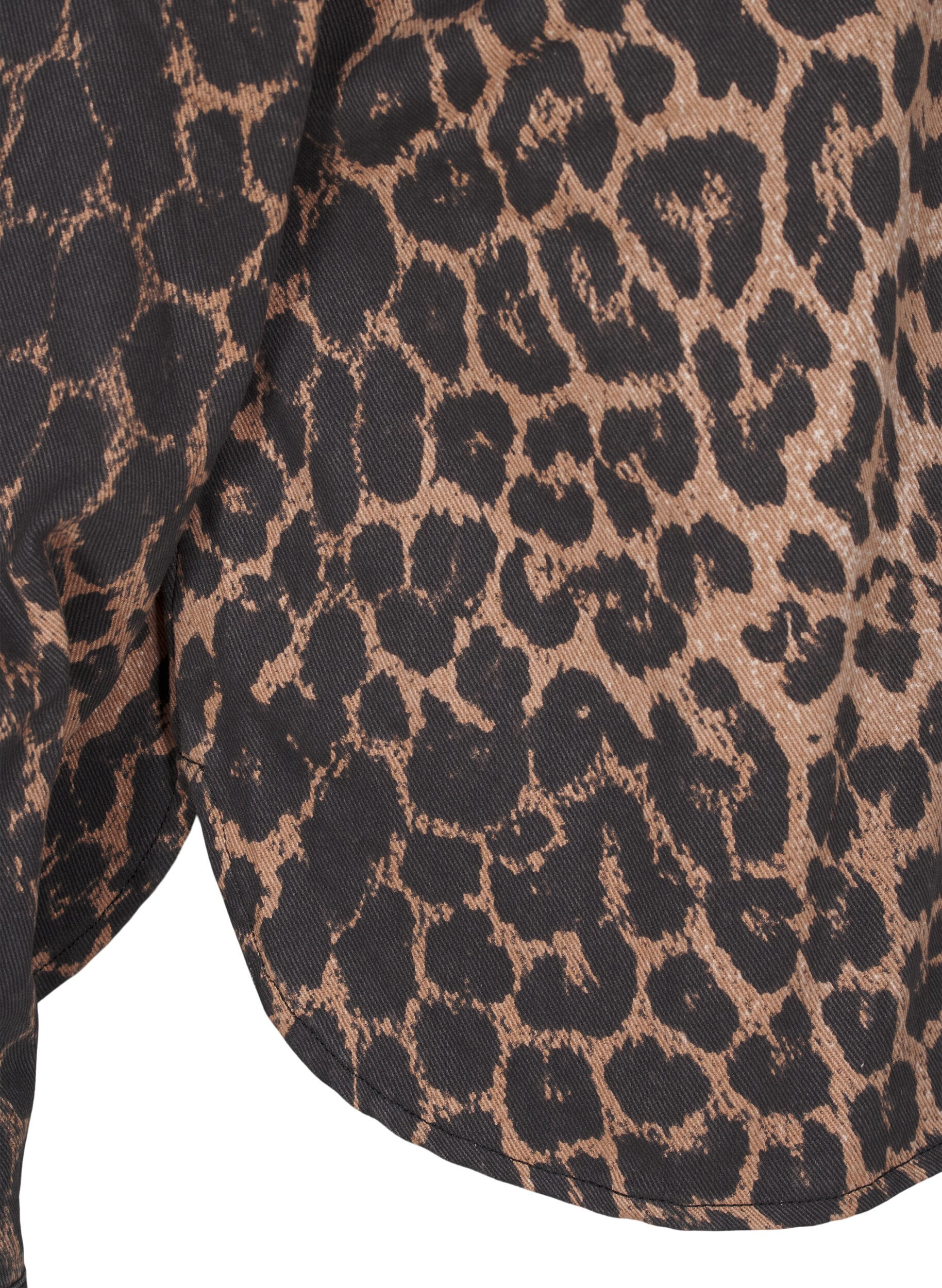 Zizzi Canvasjakke med leopardm&oslash;nster, Leo AOP, Packshot image number 3