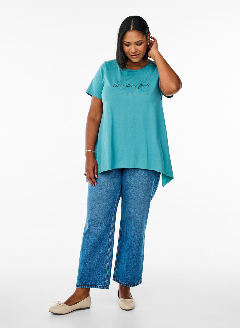 T-skjorte med rund hals og A-linje form, Grønn, Model image number 1