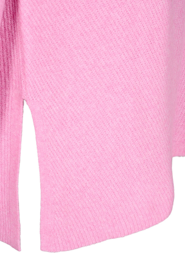 Strikket bluse med rund hals, Begonia Pink Mel., Packshot image number 3