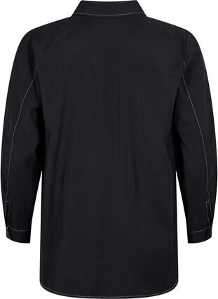 Skjorte med kontrastsømmer, Black, Packshot image number 1