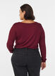 Langermet bluse i ull og viskose, M&oslash;rk Bordeaux, Model image number 2