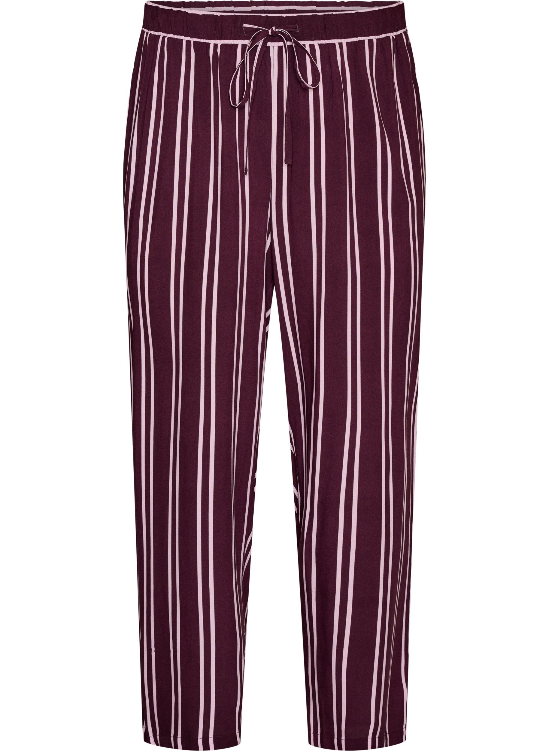 ZizziLoose fit nattbukser med striper, M&oslash;rk Bordeaux, Packshot image number 0