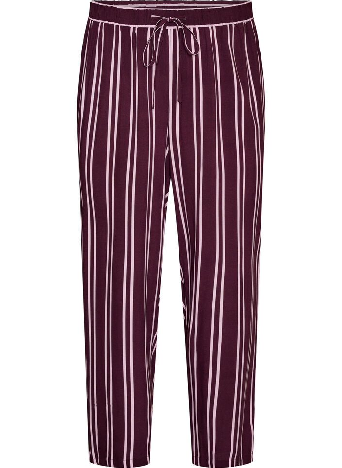 Loose fit nattbukser med striper, M&oslash;rk Bordeaux, Packshot image number 0
