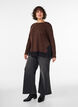 Jerseybluse med blonderkant, Brun, Model image number 1