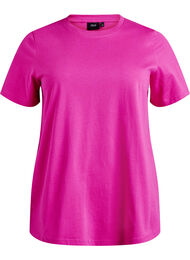 Basic T-skjorte i bomull med rund hals, Rose Violet
