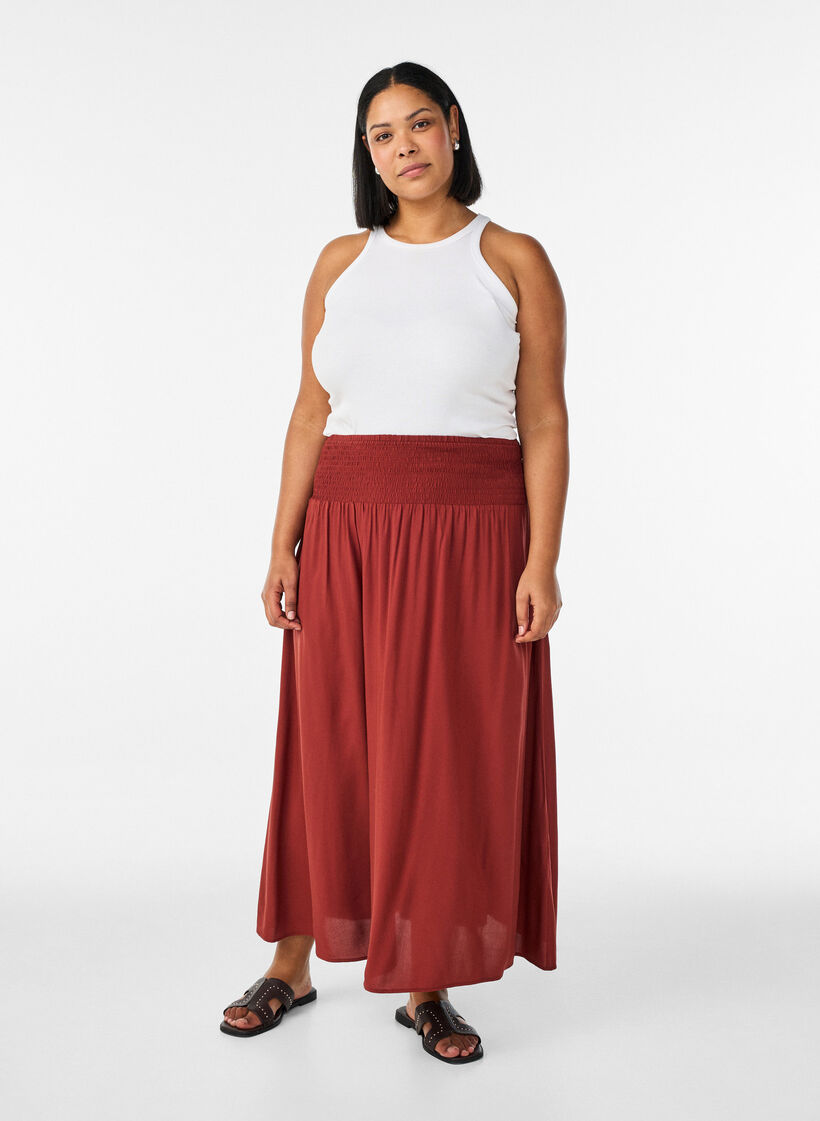 Viskose maxiskj&oslash;rt med smock, R&oslash;d, Model image number 0