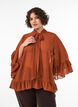 Bluse med b&aring;ndknyting og volangdetaljer, Brun, Model image number 0