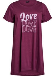 Kortermet nattkjole i økologisk bomull, Mauve Wine Love