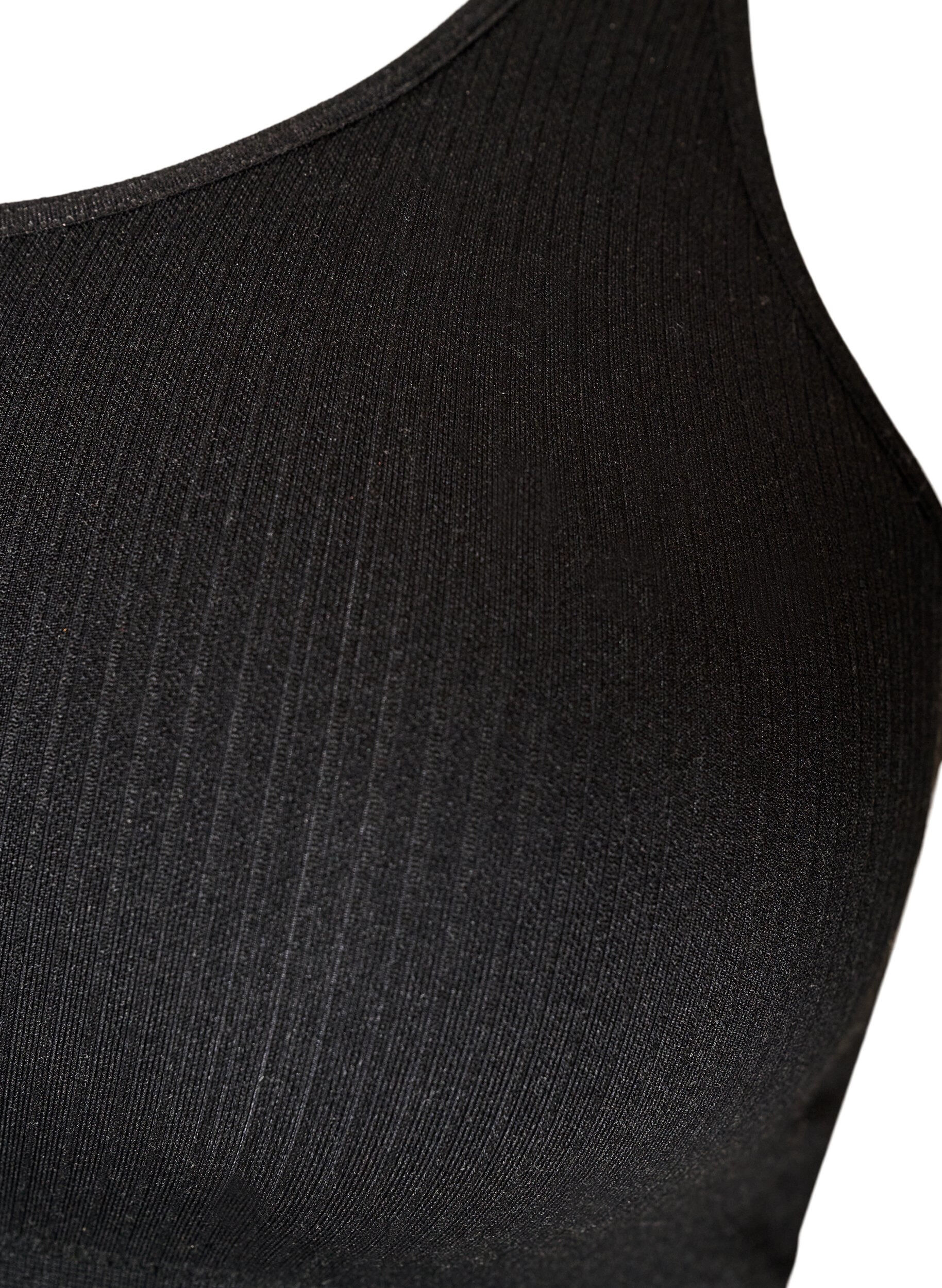 ZizziS&oslash;ml&oslash;s ribbestrikket sports-BH, Svart, Packshot image number 3