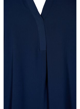 Kortermet bluse med V-hals, Navy Blazer, Packshot image number 2