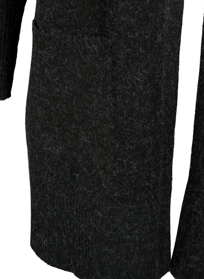 Ribbestrikket cardigan med lommer, Grå, Packshot image number 3