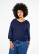Strikket bluse med shimmer og V-hals, Naval A.w.Blue Lurex, Model image number 0