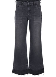 Wide fit jeans med høyt liv, Grey Denim